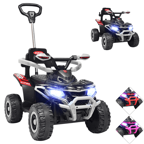 Montable Electrico para Niños Híbrido 4x4 con Bastón Dirigible y Pedal Acelerador Barras de Seguridad Luces Batería 6v - Gris