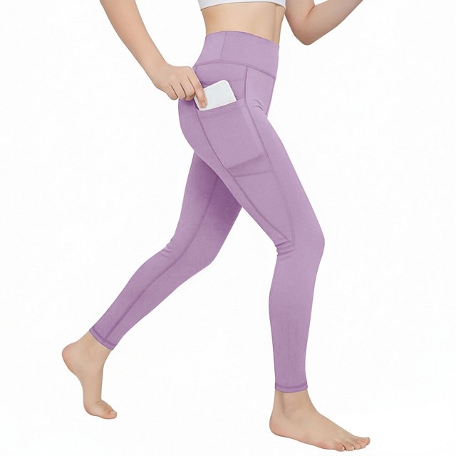 Amzcrzy Leggings Yoga Niñas 4 A 13 Años Cintura Alta Deportivos Cómodos Elásticos Control Abdomen Suaves Tacto Agradable Con Bolsillos Correr Ejercicio Morado