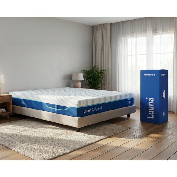 Colchón Queen Size Luuna Original Suave Cooling Tech, con 8 tecnologías, Colchón Memory Foam, Colchones de Espuma, Colchón en Caja Queen Size, Hecho en México blanco Queen Size