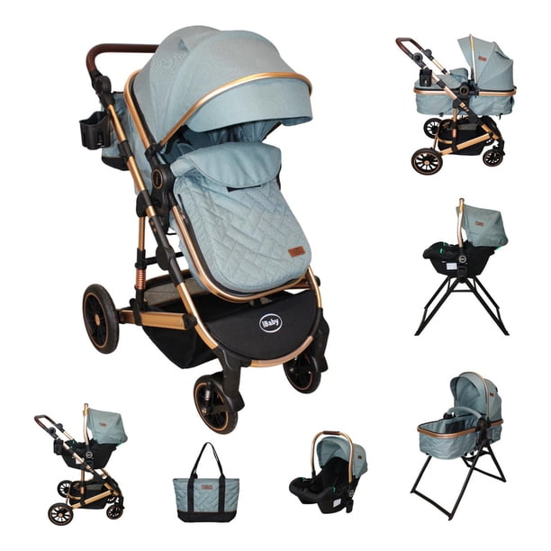 Carriola 6 En 1 | Base Mecedora | Autoasiento | Amalfi Ibaby verde