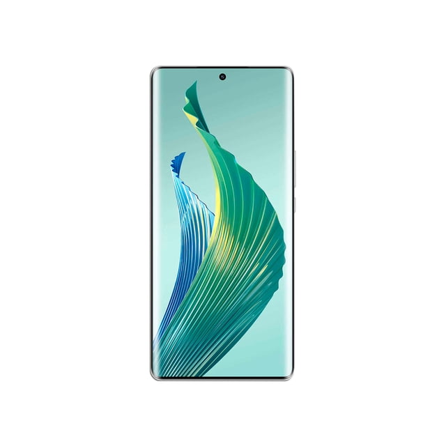 smartphone honor magic5 lite plata 8gb 256gb frontal centrado, pantalla LED multitouch FHD+ de 6.7" con orificio de cámara superior, bordes plateados y pantalla curva lateral; procesador Snapdragon 695 y 8GB RAM según especificaciones, indicado para multitarea y reproducción multimedia.