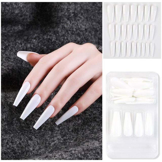 Uñas postizas a presión, regalo para mujer, 24 uñas postizas largas de cobertura completa, puntas de ataúd, manicura artística de bailarina, pegatinas para uñas.