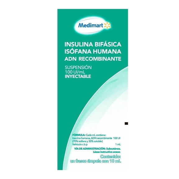 Medimart Insulina 70/30 100 UI/ml frasco ámpula 10 ml