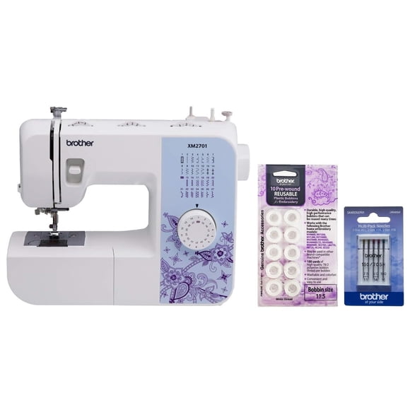 Máquina de coser Brother XM2701 de 27 puntadas con bobinas y agujas