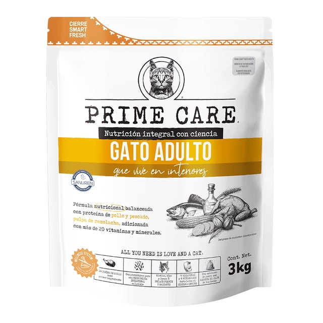 Alimento para gato Prime Care Gatos Adultos + 1Año 3kg
