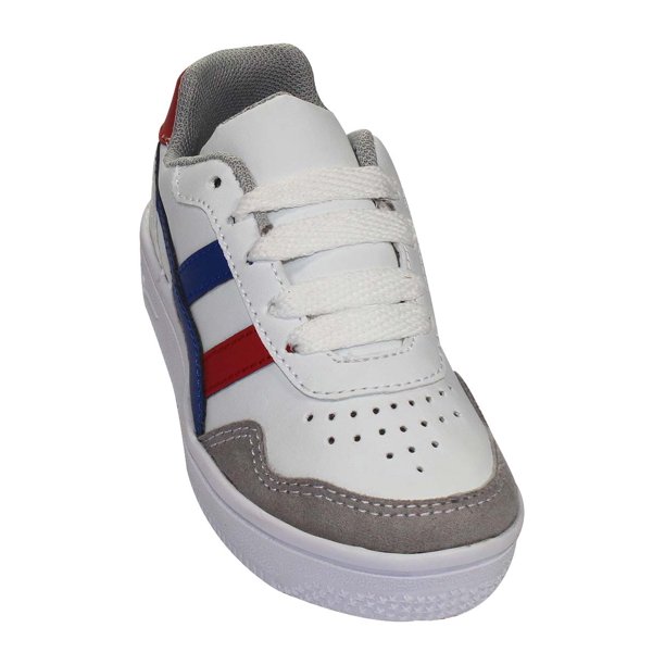 TENIS CASUAL LEON NIÑO GRIS BLANCO TEXTIL 066