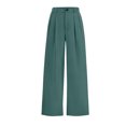 thumbnail image 5 of Amzcrzy Pantalones Vestir Mujer Color Liso S-2XL - Cintura Alta Elástica, Pliegues Frontales, Sin Cremallera, Bolsillos, Para Trabajo Verde, 5 of 5