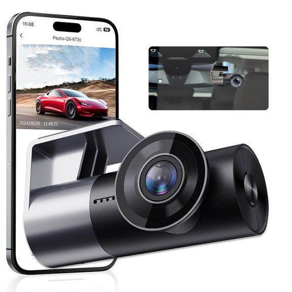 Camara para Carro, Dash camara para auto, camara dashcam coche, ultra claro 1296P Cámara Carro Delantera Trasera Interior , Instalación inalámbrica, control de aplicaciones, bloqueo contra accidentes