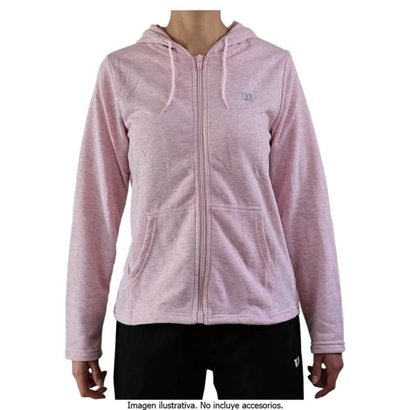 Sudadera Wilson Talla M Deportiva con Cierre y Capucha de French Terry Rosa