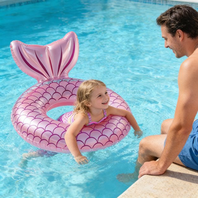 Mermaids Inflatable Ring For Kids Sequin Glitter Pool Toddler Child Mermaids Tail Summer Floatie