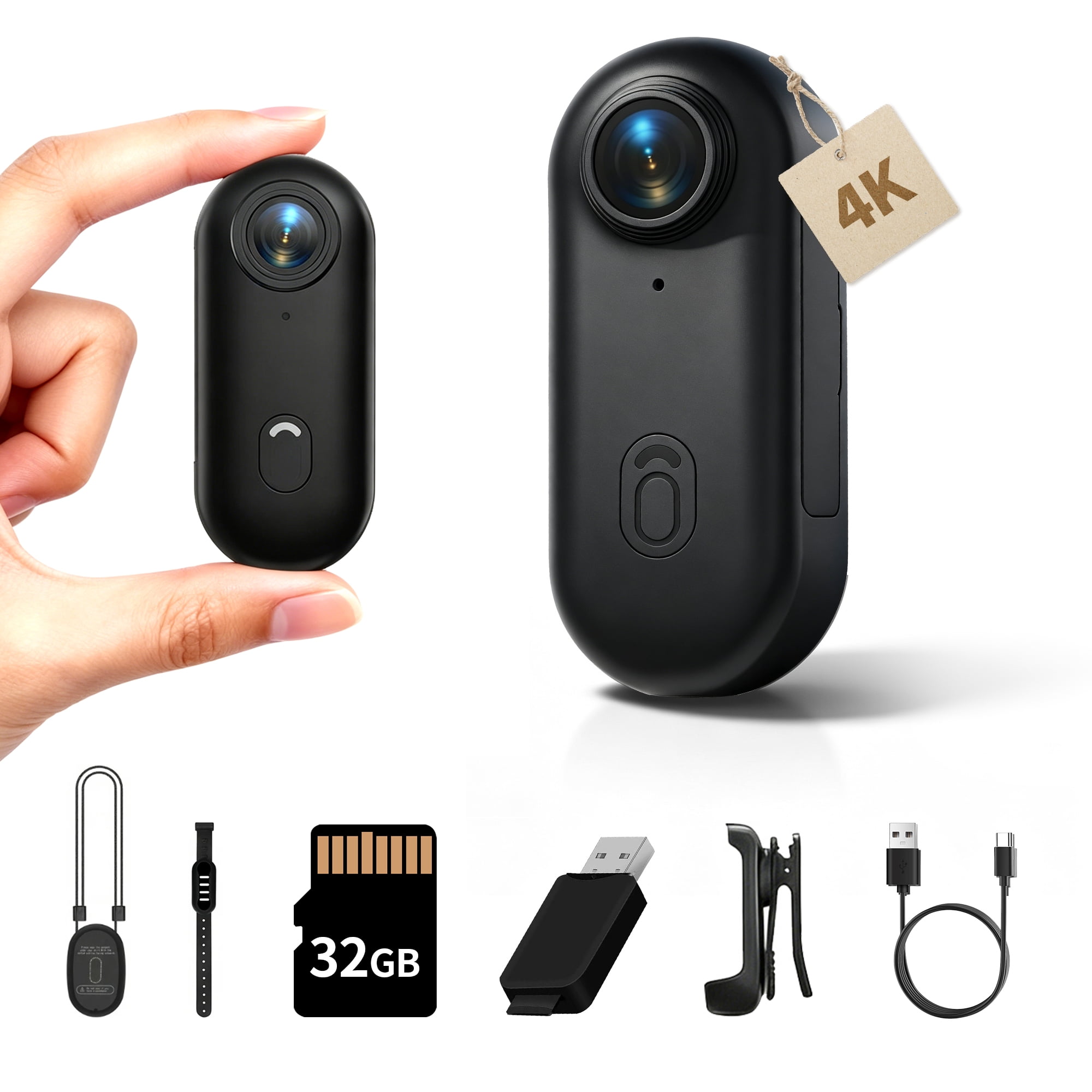 Cámara Deportiva HD Mejorada 2026, Cámara de Motocicleta 360°, Cámara Deportiva de Aventura Corporal mini Portátil 1080p/4K, con audio y video, Se Puede Montar en Cualquier Lugar, Adecuada para