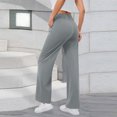 thumbnail image 4 of Amzcrzy Pantalones Vestir Mujer Color Liso S-2XL - Cintura Alta Elástica, Pliegues Frontales, Sin Cremallera, Bolsillos, Para Trabajo Gris, 4 of 5