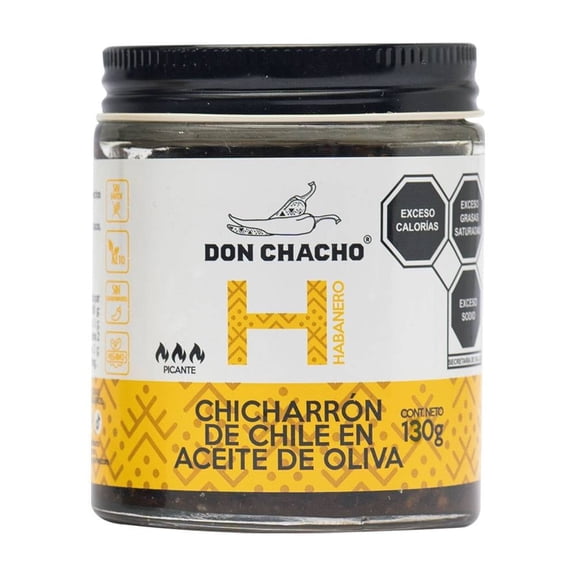 Chicharrón de chile habanero Don Chacho en aceite de oliva condimentado 130 g