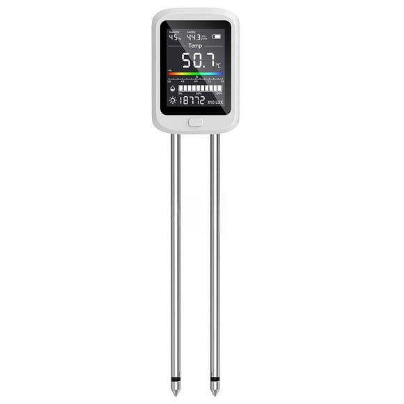de Suelo Recargable 6 en 1: Humedad, Fertilidad, Luz Solar, Temperatura y PH. Analizador para Nutrientes de la para Jardinería y Agricultura.
