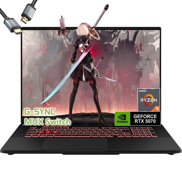 asus tuf a16 gaming laptop rtx 5070 mux switch - amd ryzen 9 270 beat i9-12950hx -16“ pantalla fhd+ g-sync -32gb ram -2tb ssd -teclado retroiluminado rgb -cámara web -2025 laptop pc gamer copilot Vista frontal centrada de la ASUS TUF A16 gris con pantalla de 16" FHD+ mostrando arte de juego, teclado chiclet RGB retroiluminado, biseles delgados, logotipos Ryzen 9 y GeForce RTX 5070 visibles, cable HDMI en la esquina superior izquierda; especificaciones señaladas: MUX Switch, 32GB RAM y SSD 2TB; dimensiones 13.94" x 10.59" x 0.69" y peso 4.79 lbs; adecuado para estudiantes de ingeniería o creadores.