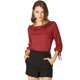 thumbnail image 1 of Blusa de lunares Allegra K de verano media manga cuello con volantes Mujer Vino rojo M, 1 of 6