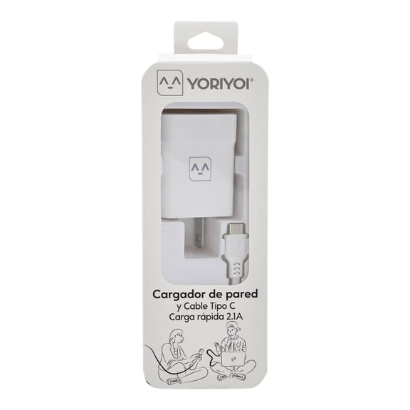 Kit Cargador Yoriyoi 2.1A con Cable Tipo C 2A 90 cm Blanco