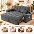 thumbnail image 2 of Zocalo Sofá Cama Convertible 3 en 1 de 2 Plazas con Respaldo Ajustable y Almacenamiento, 176 cm, Gris Oscuro, 2 of 10