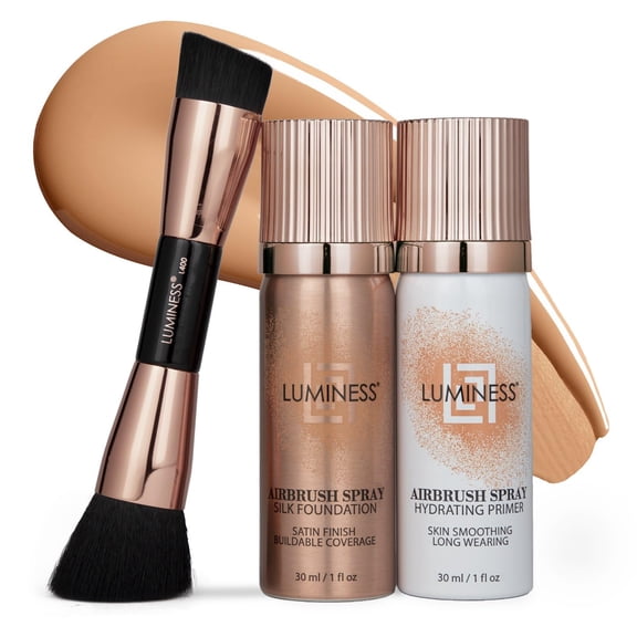 Kit LUMINESS 3 piezas Silk Airbrush Base de maquillaje Tono Medio Cálido