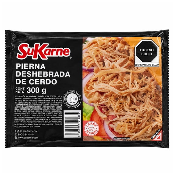 Carne de Cerdo Deshebrada SuKarne, Lista para Cocinar, 300 g