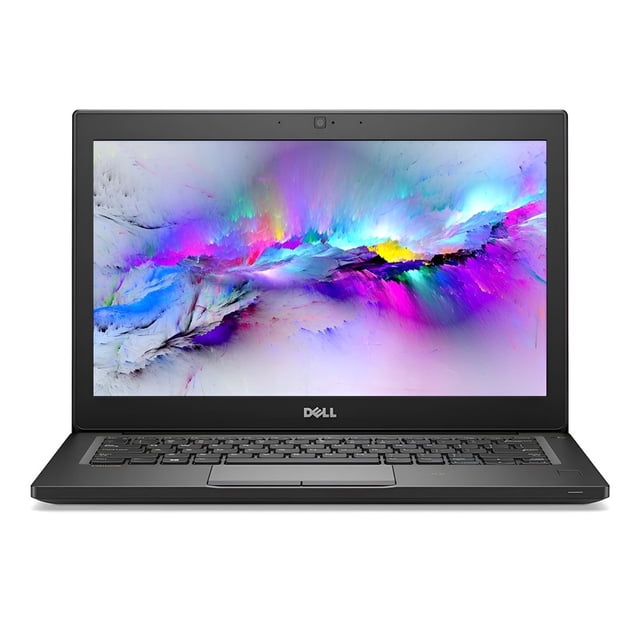 laptop dell 7280 - 12'' - intel core i5-8a gen - 16gb ram -512gb ssd- reacondicionado. Reacondicionado frontal abierto, vista centrada con pantalla HD 12.5'' (1366 x 768), marco negro y logo Dell en bisel inferior; teclado integrado y touchpad; chasis gris oscuro mate, dimensiones 304.8 mm × 207.9 mm × 17.9 mm y peso 1.18 kg. Equipo clase A, adecuado para tareas de oficina y movilidad; suele usarse también como equipo de viaje por su tamaño compacto.