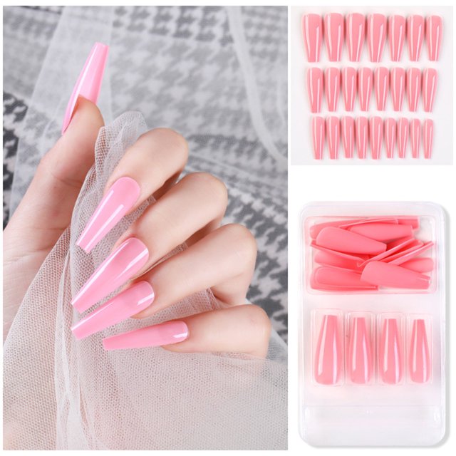 Uñas postizas a presión, regalo para mujer, 24 uñas postizas largas de cobertura completa, puntas de ataúd, manicura artística de bailarina, pegatinas para uñas.