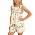 thumbnail image 2 of Conjunto de dos piezas para niños pequeños: top sin mangas con cuello redondo y shorts, estampado veraniego, suave, transpirable, informal y divertido, multicolor, tallas 80-140., 2 of 5