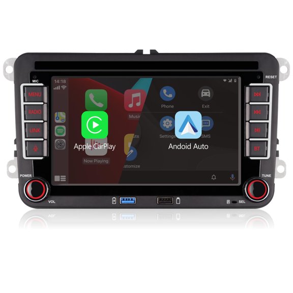 Estéreo de coche de doble din, compatible con Carplay Android Auto inalámbrico con radio Bluetooth/FM/AM de 7 pulgadas, USB/radio de coche de alta potencia para VW Golf 5 6 Passat Jetta Caddy EOS T5