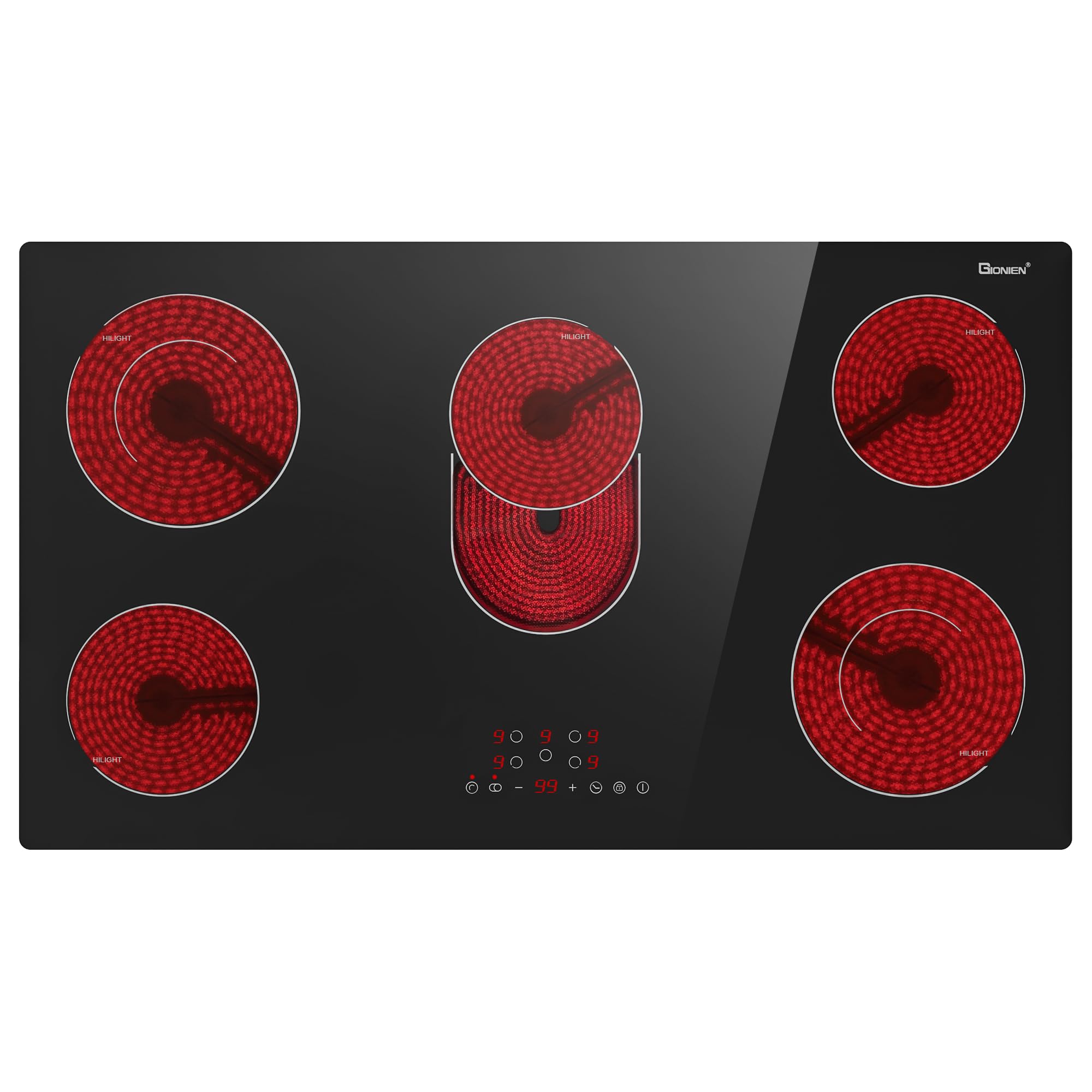 Estufa eléctrica GIONIEN GTE584 de 36 pulgadas, 5 quemadores, 8400 W, 220-240 V