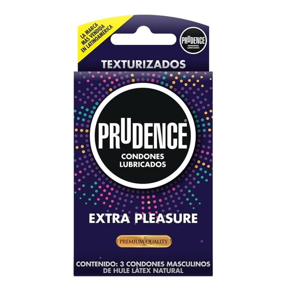 Condones Prudence Extra Pleasure texturizados lubricados 3 pzas
