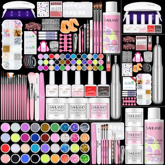 Kit de uñas acrílicas SAVILAND con taladro para principiantes con accesorios
