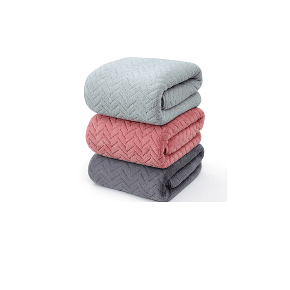 3 Piezas  Toallas Baño Completo Grande 70×140 Cm Rojo+Verde+Gris oscuro