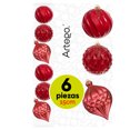 thumbnail image 1 of Esferas para árbol de navidad Artego extra grandes de 15 cm de diámetro paq 6 esferas color Rojo * Línea Caramel 3 texturas y acabados diferentes para colgar Christmas ornaments, 1 of 6