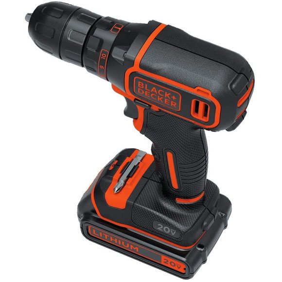 Taladro y Atornillador Inalámbrico BLACK + DECKER BDCDD120C con Batería de 20 V MAX Embrague de 11 Posiciones Negro y Anaranjado