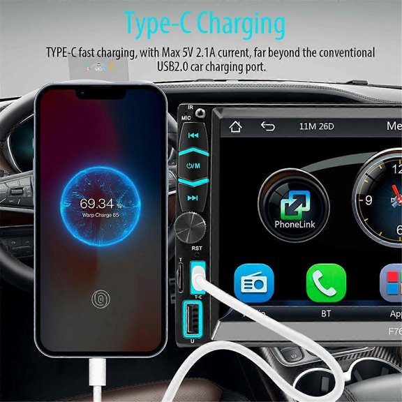 Double Din Car Stereo with CarPlay & Android Auto, 7 Inch Touchscreen FM/AM Radio, Bluetooth, Mirror-Link, Backup Camera