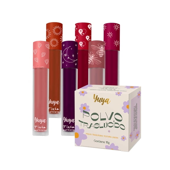 Polvo traslúcido Yuya 16g + Paquete 6 tintas Multiusos 5.5ml c/u