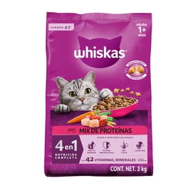 Alimento Seco para Gatos Adultos Whiskas® 4 en 1, 100% Nutrición Completa y Balanceada – Sabor Mix de Proteínas 3kg