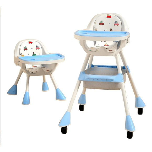 Ajustable Silla Periquera Bebé Alta Para Comer Con Bandeja Modelo Azul