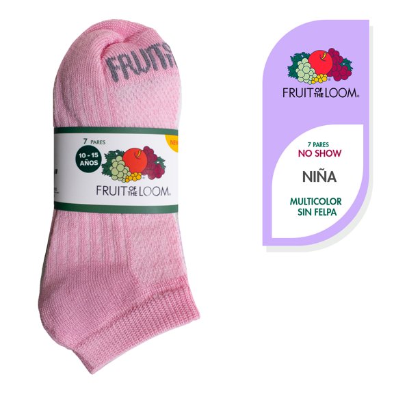 Tin Corto Fruit Of The Loom para Niña, Multicolor Sin Felpa Talla G Paquete con 7 Pares