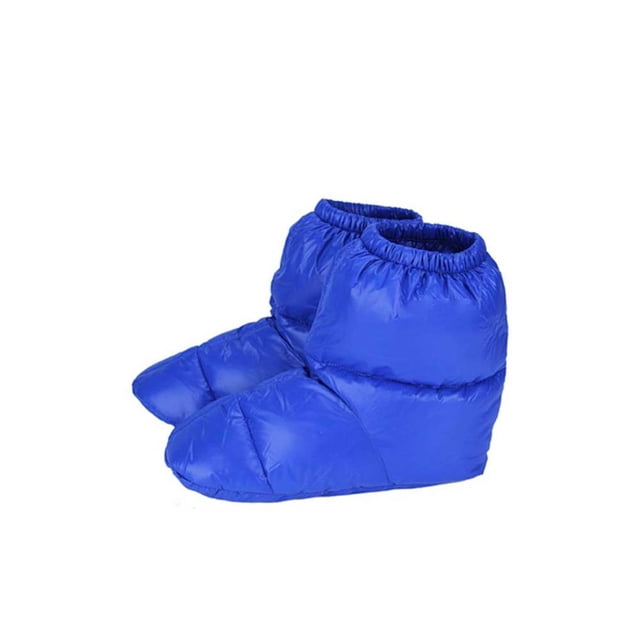 Injueey Botas tipo pantuflas a prueba de viento, suaves, de nailon para invierno, botas cálidas, correa para los pies, calcetines cómodos, cálidos, Suministros térmicos Azul Tamaño M