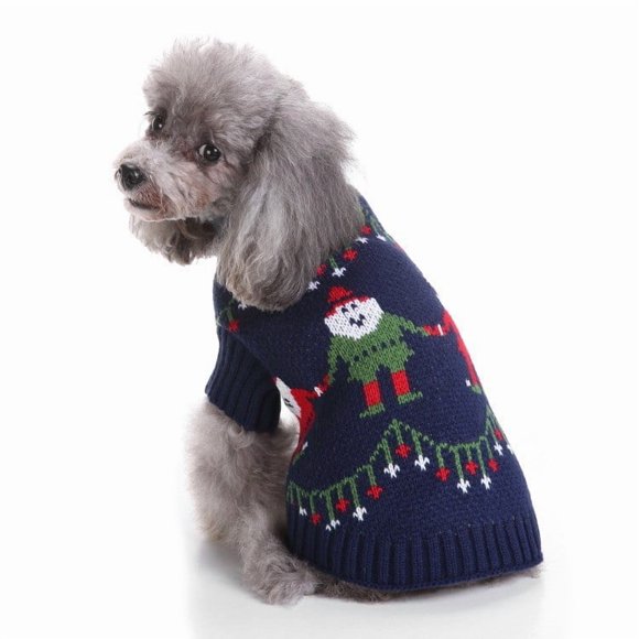 Suéteres navideños para mascotas para gatos y perros, camisas cálidas de punto acanalado para otoño e invierno, ropa suave para mascotas, trajes para cachorros pequeños, Rojo L