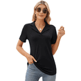thumbnail image 3 of Camisas de Mujer con Cuello de Solapa, Cuello en V, Blusa de Corta, Blusa Informal Elegante. Negro XL, 3 of 9
