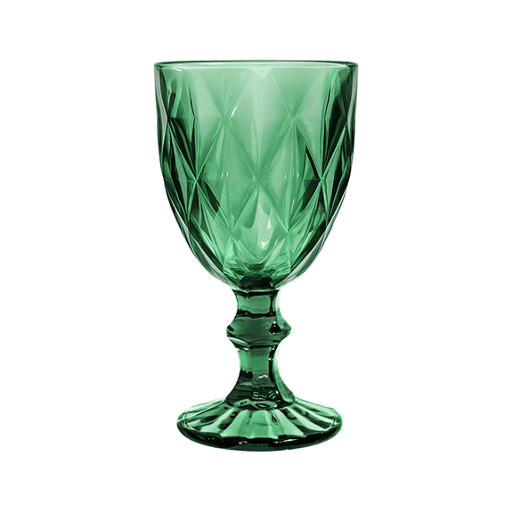 Copas de Vino Agua Vidrio Cristal Labradas Vintage 245 ml Vittori Juego 8 piezas color Verde