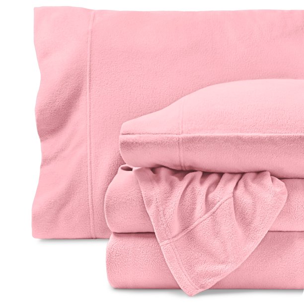 Juego de Sábanas de Vellón Acogedor Bare Home Vellón Polar Extra Suave Tamaño Twin Rosa Claro