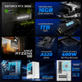 thumbnail image 3 of Computadora Gamer Xtreme PC Gaming NVIDIA GeForce RTX 3050 AMD Ryzen 5 5500 16GB SSD 1TB WIFI White experiencia de juego fluida en nivel medio, 3 of 6