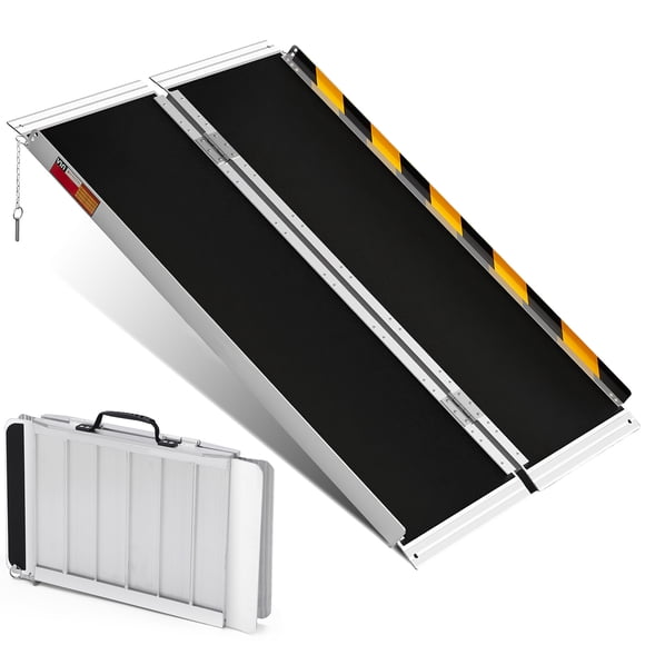 Rampa Plegable de Aluminio para Sillas de Ruedas y Scooters - Ultraligera y Portátil con Superficie Antideslizante y Bloqueo de Seguridad - Capacidad de 272 kg - Ideal para Coches