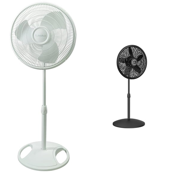 Ventilador Lasko con pedestal oscilante 40-138 cm, blanco, 40 cm, negro, 45 cm