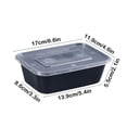 thumbnail image 3 of Fiambrera de plástico desechable con tapa | Recipiente rectangular para comida para llevar | Caja hermética a prueba de fugas para preparar comidas, 3 of 8