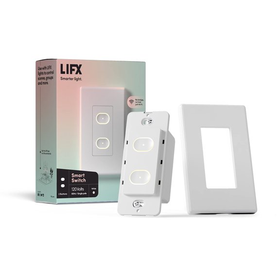 Interruptor inteligente LIFX de 2 botones para pared, Wi-Fi táctil, 120 V