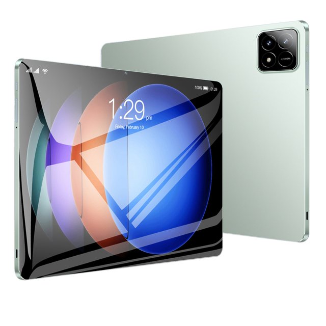 pisexur electrónica para hombres 10.1 pulgadas pantalla de alta definición con protección ocular 2+32gb tableta 10 compatible con tarjeta de 128gb tableta electrónica para niños, organizador de elect Vista 3/4 frontal y posterior de tablet GN verde de 10.1" con pantalla HD 1280×800, bisel delgado, cámara frontal 2MP, módulo trasero cuadrado con cámara 2MP, puerto USB‑C y conector de 3.5 mm; a menudo usada para navegación GPS y estudio ligero.